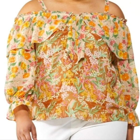 NWT PLUS SIZE BOHO MIXED PRINT  BLOUSE BY CATO SIZE 1X 14/16 - Picture 2 of 9